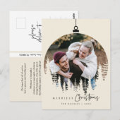モダンミニマルメリーChristmas Family Photo ポストカード (正面/裏面)
