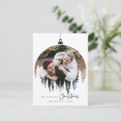 モダンミニマルメリーChristmas Family Photo ポストカード (スタンド正面)