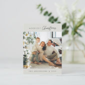 モダンミニマルメリーChristmas Family Photo ポストカード (スタンド正面)