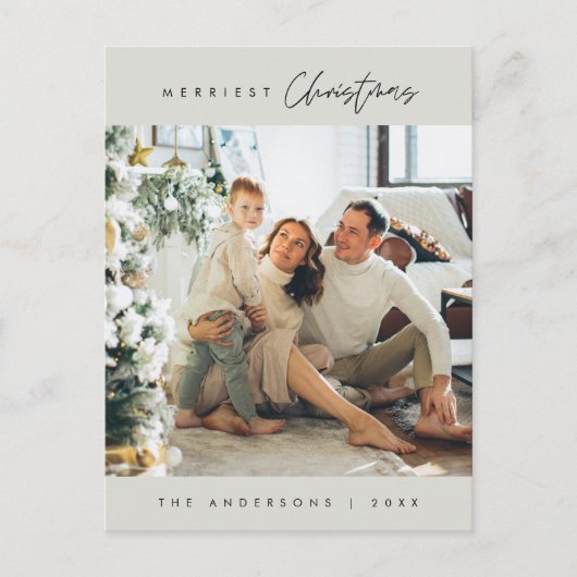 モダンミニマルメリーChristmas Family Photo ポストカード (正面)