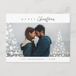 モダンミニマルメリーChristmas Family Photo ポストカード