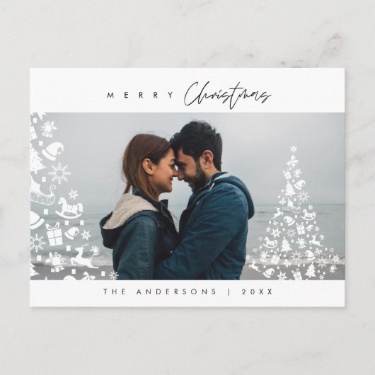モダンミニマルメリーChristmas Family Photo ポストカード (正面)