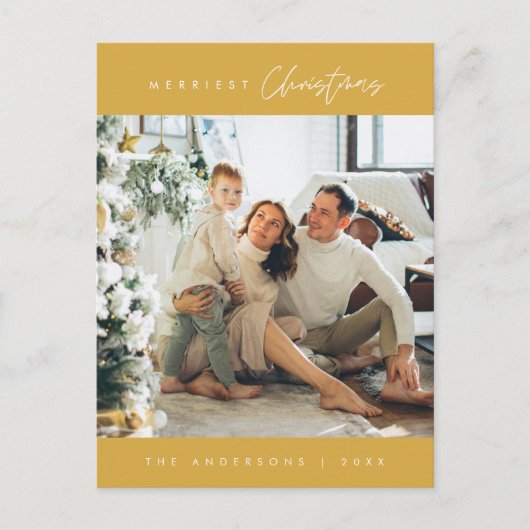 モダンミニマルメリーChristmas Family Photo ポストカード (正面)