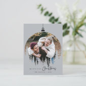 モダンミニマルメリーChristmas Family Photo ポストカード (スタンド正面)