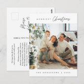 モダンミニマルメリーChristmas Family Photo ポストカード (正面/裏面)