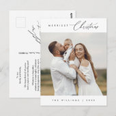 モダンミニマルメリーChristmas Family Photo ポストカード (正面/裏面)