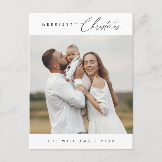 モダンミニマルメリーChristmas Family Photo ポストカード (正面)