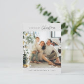 モダンミニマルメリーChristmas Family Photo ポストカード (スタンド正面)