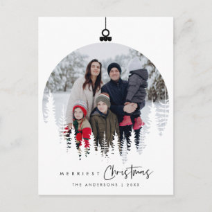 モダンミニマルメリーChristmas Family Photo ポストカード