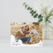 モダンミニマルメリーChristmas Family Photo ポストカード (スタンド正面)