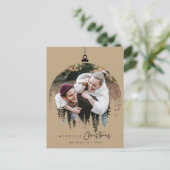 モダンミニマルメリーChristmas Family Photo ポストカード (スタンド正面)