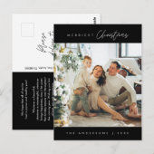 モダンミニマルメリーChristmas Family Photo ポストカード (正面/裏面)