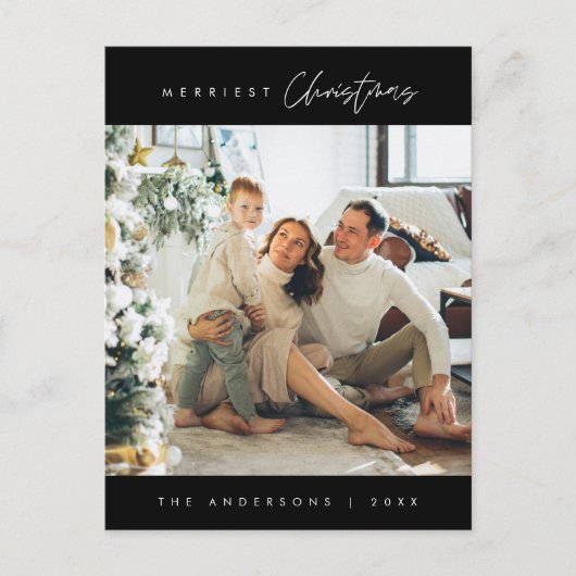 モダンミニマルメリーChristmas Family Photo ポストカード (正面)