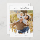 モダンミニマルメリーChristmas Family Photo ポストカード (正面/裏面)