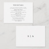 モダンミニマルモノグラム白黒結婚ズ エンクロージャーカード (正面/裏面)