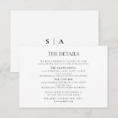 モダンミニマルモノグラム白黒結婚ズ エンクロージャーカード (正面/裏面)