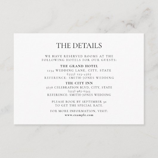 モダンミニマルモノグラム白黒結婚ズ エンクロージャーカード (正面)