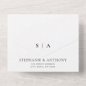 モダンミニマルモノグラム白黒結婚ズ オールインワン招待状 (裏面)