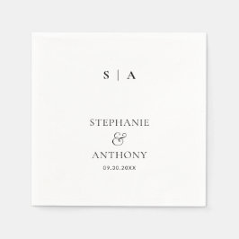 モダンミニマルモノグラム白黒結婚ズ スタンダードカクテルナプキン