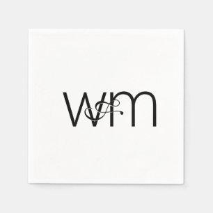 モダンミニマルモノグラム白黒結婚ズ スタンダードカクテルナプキン