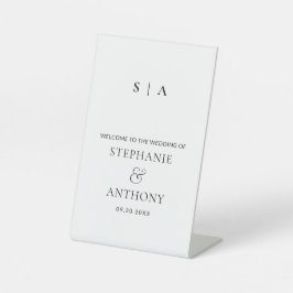 モダンミニマルモノグラム白黒結婚ズ 台座サイン