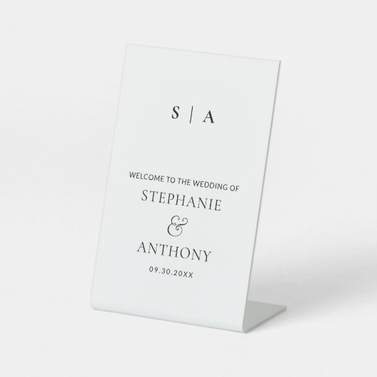 モダンミニマルモノグラム白黒結婚ズ 台座サイン (正面)