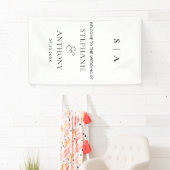 モダンミニマルモノグラム白黒結婚ズ 横断幕 (インサイチュ)