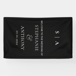 モダンミニマルモノグラム白黒結婚ズ 横断幕