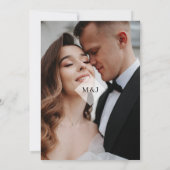 モダンミニマルモノグラム結婚写真 招待状 (裏面)