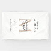 モダンミニマルモノグラム結婚歓迎 横断幕 (横)