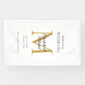 モダンミニマルモノグラム結婚歓迎 横断幕 (横)