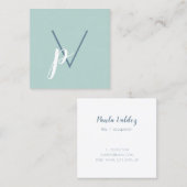 モダンミニマルモノグラム造幣緑 スクエア名刺 (正面/裏面)