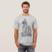 モダンミニマルユニセックス抽象芸術猫 Tシャツ (正面フル)