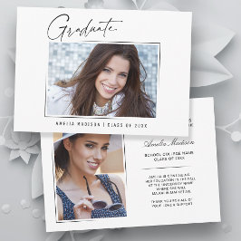 モダンミニマルユニークInk Script Graduate 2 Photo 案内状
