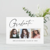 モダンミニマルユニークInk Script Graduate 3 Photo 案内状 (スタンド正面)