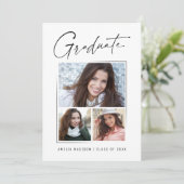 モダンミニマルユニークInk Script Graduate 3 Photo 案内状 (スタンド正面)