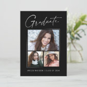 モダンミニマルユニークInk Script Graduate 3 Photo 案内状 (スタンド正面)