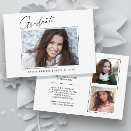 モダンミニマルユニークInk Script Graduate 3 Photo 案内状