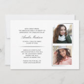 モダンミニマルユニークInk Script Graduate 3 Photo 案内状 (裏面)