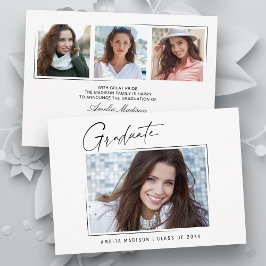 モダンミニマルユニークInk Script Graduate 4 Photo 案内状