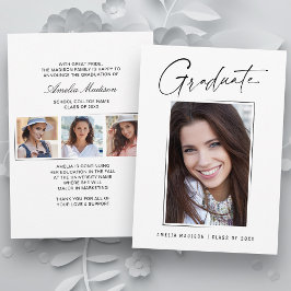 モダンミニマルユニークInk Script Graduate 4 Photo 案内状