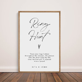 モダンミニマルリングや輪狩りブライダルシャワーゲーム標識 ポスター