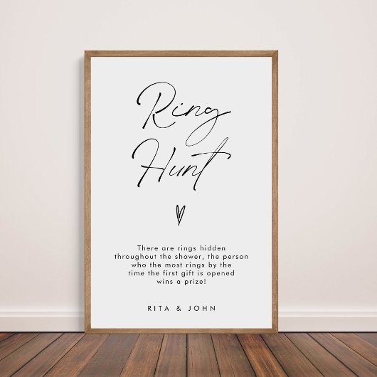 モダンミニマルリングや輪狩りブライダルシャワーゲーム標識 ポスター