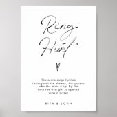 モダンミニマルリングや輪狩りブライダルシャワーゲーム標識 ポスター (正面)