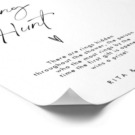 モダンミニマルリングや輪狩りブライダルシャワーゲーム標識 ポスター (角)