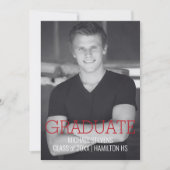 モダンミニマルレッドアートデコ卒業 案内状 (正面)