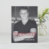 モダンミニマルレッドアートデコ卒業 案内状 (スタンド正面)