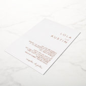 モダンミニマル伝統的バラ結婚金ゴールド実在ズ 箔招待状 (回転した状態)