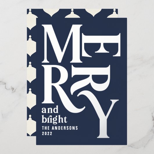 モダンミニマル伝統的聖降誕祭 箔シーズンカード (正面/裏面)