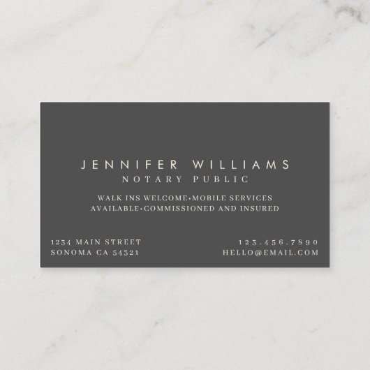 モダンミニマル公証人クイルの羽毛 |グレー 名刺 (裏面)
